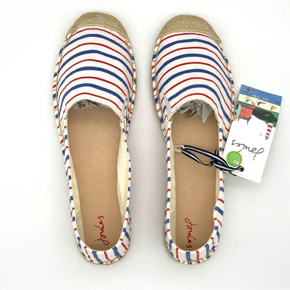 Joules Shelbury Striped Espadrille Flats Women’s Size 10 Canvas Slip On Nautical